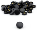 Close-up of a 12.5mm black plastic press stud.