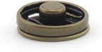 Vintage gold snap buttons arranged neatly, showcasing their colour and size.