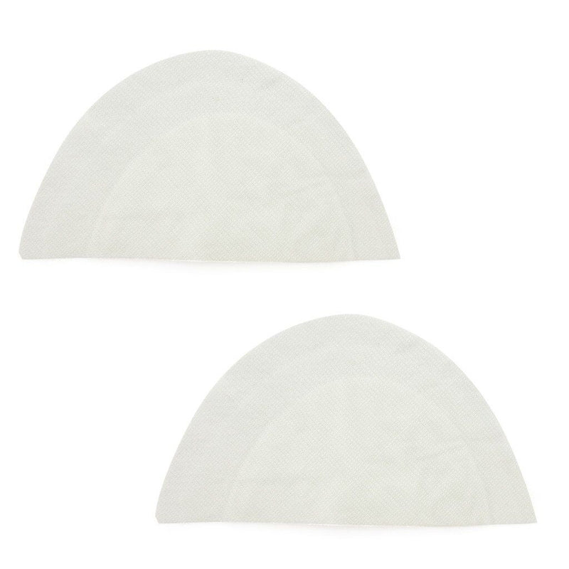 Two pairs of unisex white canvas shoulder pads displayed.