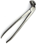Close-up of the all metal construction of the purse making pliers.
