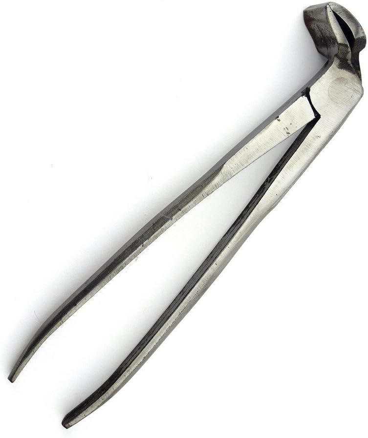 Close-up of the all metal construction of the purse making pliers.