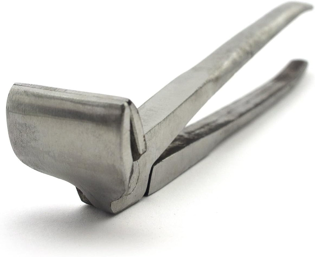 User demonstrating the use of purse making pliers in a project.