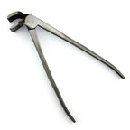 Purse making pliers with a flat head clamp for frame compression.