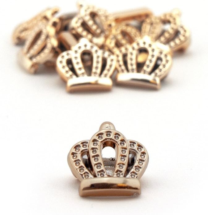 Close-up of gold colour crown charm showing detail