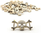Close-up of a skull and crossbones trim showing detail.