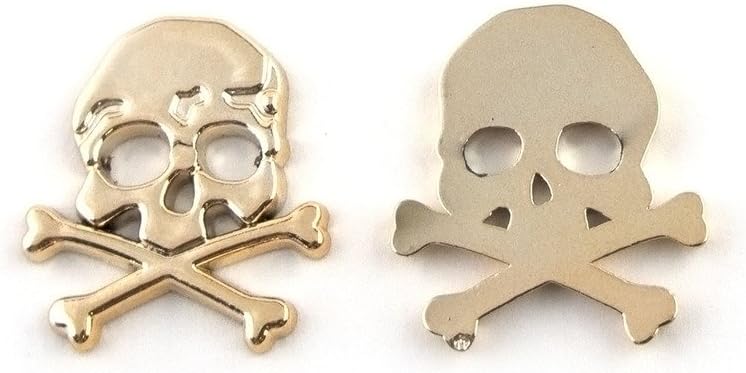 Gold colour skull and crossbones trim on a fabric background