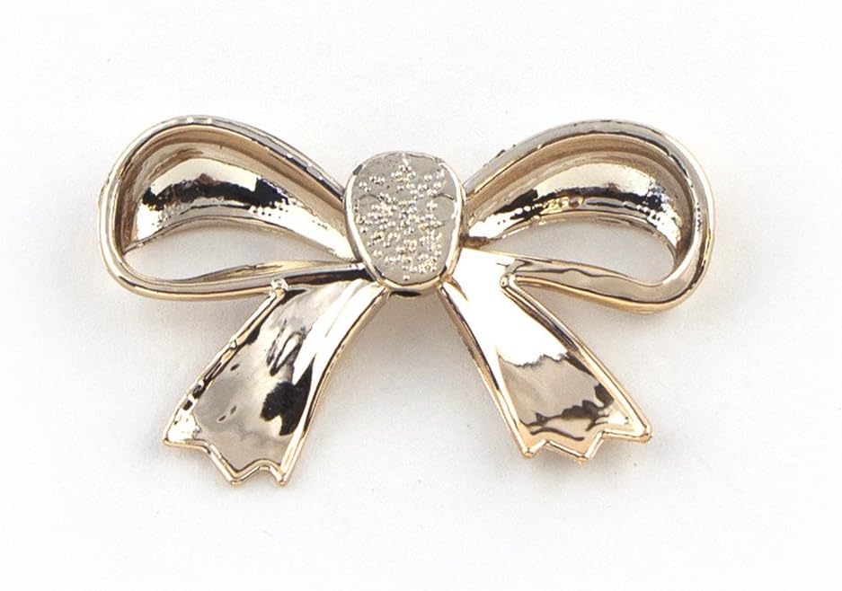 Pack of 10 gold colour bow trims displayed together.