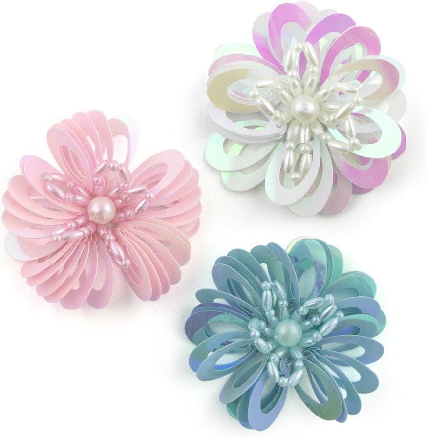 Close-up of No.19 flower sew-in trim showcasing sequins and beads.