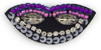 Close-up of the funky lips sequin embellishment.