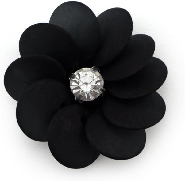 Pack of 10 semi see-through black beads flower trims displayed.