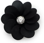 Pack of 10 semi see-through black beads flower trims displayed.