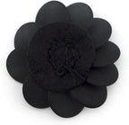 Sew-on black beads flower trim showcased on fabric.