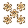 Gold and white enamel flower sew-on trim displayed on a white background.