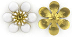 White blossom flower trim displayed on a fabric background.