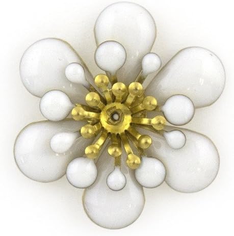 Pack of five white flower sew-on trims displayed together.