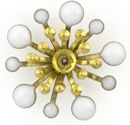 19mm x 19mm white flower trim displayed on a fabric background.