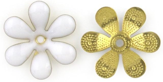 Five pieces of white flower embellishments for sewing.