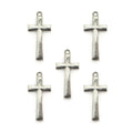 Five silver colour crucifix pendants for jewellery making