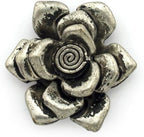 Silver flower pendants displayed for crafting and accessory use.