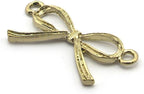 Pack of 10 gold colour ribbon bow pendants displayed together.