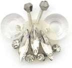 Five pieces of clear diamante and crystal flower trims arranged.