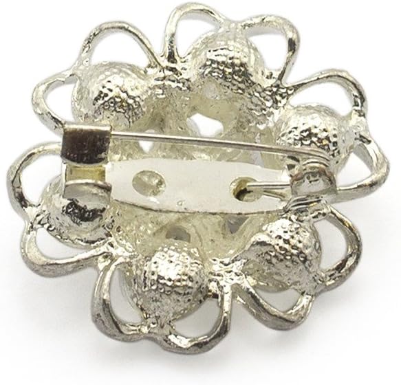 Side view of the 3D silver crystal diamante flower brooch highlighting its design.