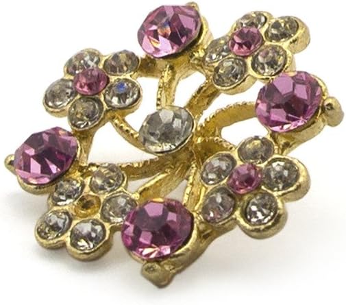Gold colour setting of the flower diamante crystals