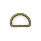 Close-up of a 32mm x 22mm antique brass D ring buckle