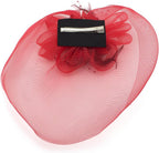 Ladies' Fashionable Feather Flower Bead Detailed and Mesh Ascot/Derby Day Fascinator Hat Headdress - Red