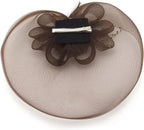 Ladies' Fashionable Feather Flower Bead Detailed and Mesh Ascot/Derby Day Fascinator Hat Headdress - Brown