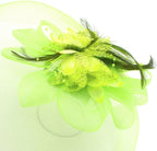 Ladies' Fashionable Feather Flower Bead Detailed and Mesh Ascot/Derby Day Fascinator Hat Headdress - Pale Green