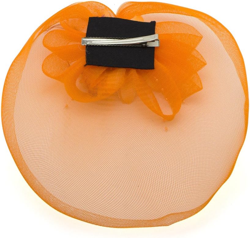 Ladies' Fashionable Feather Flower Bead Detailed and Mesh Ascot/Derby Day Fascinator Hat Headdress - Orange