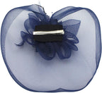 Ladies' Fashionable Feather Flower Bead Detailed and Mesh Ascot/Derby Day Fascinator Hat Headdress - Navy Blue