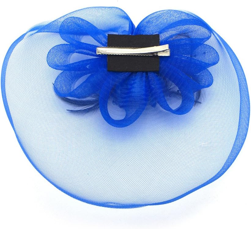 Ladies' Fashionable Feather Flower Bead Detailed and Mesh Ascot/Derby Day Fascinator Hat Headdress - Blue