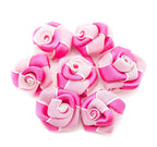 Small two tone flower ribbon and organza trims in pink.