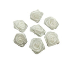 Pack of 20 white roses fabric flower sew on trims, 20mm size.