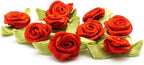 Close-up of decorative flower design trim in red