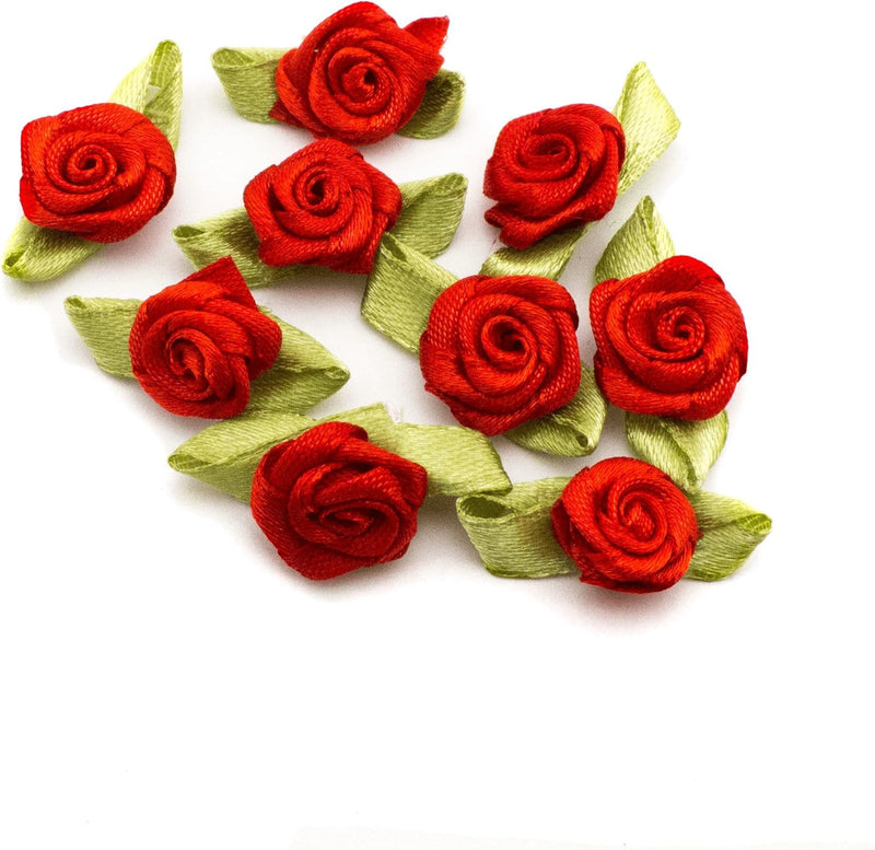 Pack of 50 red fabric flower trims for crafting