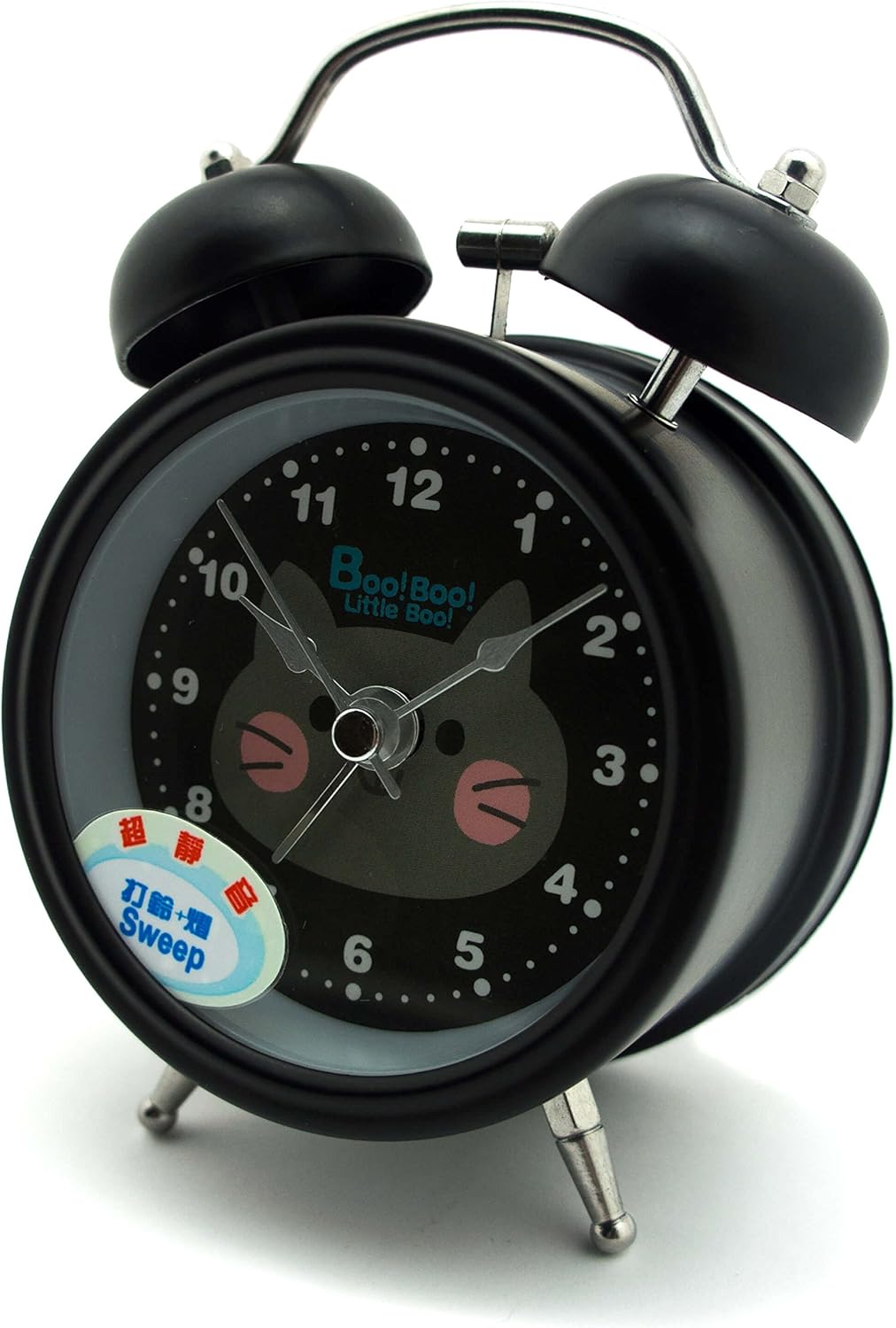 Close-up of the silent sweep mechanism on the alarm clock