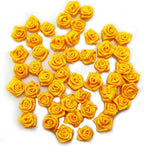 Pack of 50 egg yolk yellow ribbon flower trims for crafts.