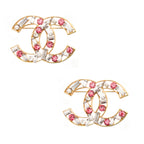 Stylish XNE-001 Pin Brooch with Rose and Clear Crystal Diamante Gems in a Gold Coloured Frame Settin