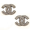 Stylish XNE-002 Pin Brooch with White Diamante Crystals in a Black Metal Frame Setting - 3 cm x 2 cm