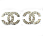 XZ-XN-006 Silver Pack of 2 Beautiful Elegant Crystal Inlaid Brooches - Size: Appx 46 x 32 mm