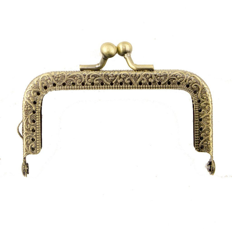 Antique brass coin purse frame with engraved flowers