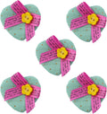 Pack of 5 soft padded green polka dot heart trims