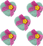 Pack of 5 soft padded green polka dot heart trims
