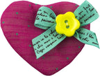 H1005 Soft Padded Deep Pink Pretty Polka Dot Decorative Heart Bow and Flower Fabric Embellishment Trims - Pack of 5