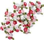 Pack of 20 red white pink ribbon roses trims displayed