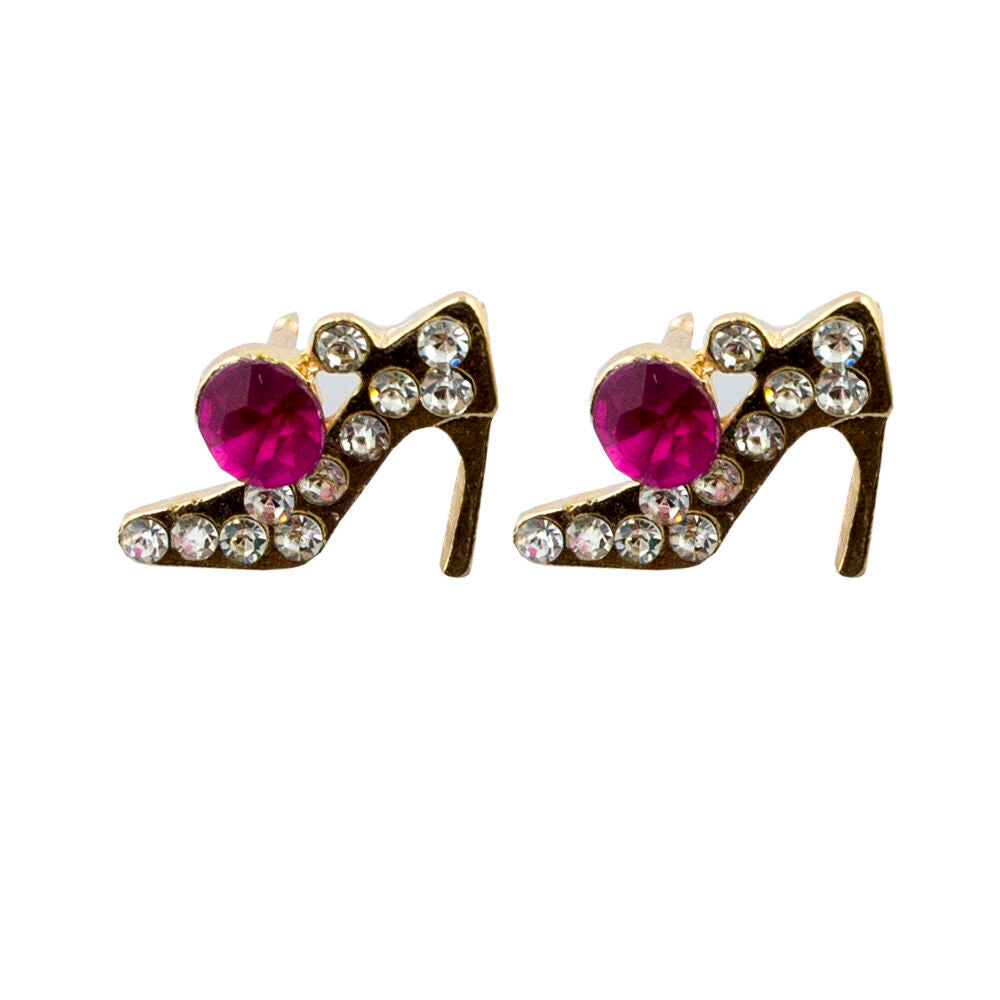 Close-up of the diamante details on the stiletto shoe brooch