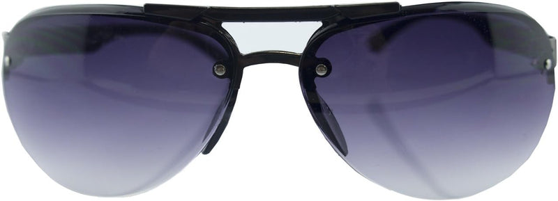 Aviator sunglasses with gunmetal and black frames.